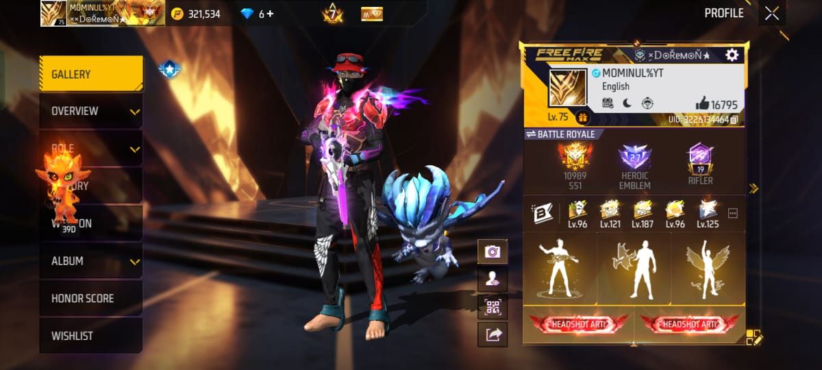 FF Account Lvl 75 | Prime 7 | 9 Artifact + 73 Mythic | 432 Weapons | Heroic | Rich Collection | BD Server Sold FF ID