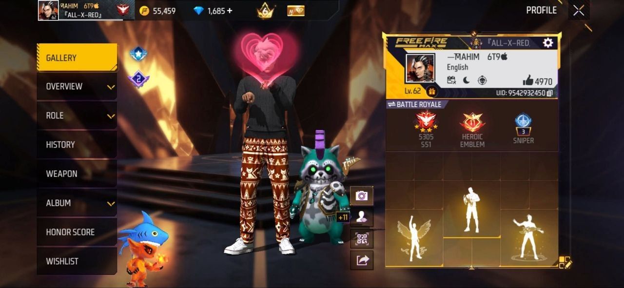 FF Account Lvl 62 | Prime 6 | Heroic + Sniper | 6 Artifact + 37 Mythic | 209 Weapons | Good Vault | BD Server Free Fire Account Bangladesh