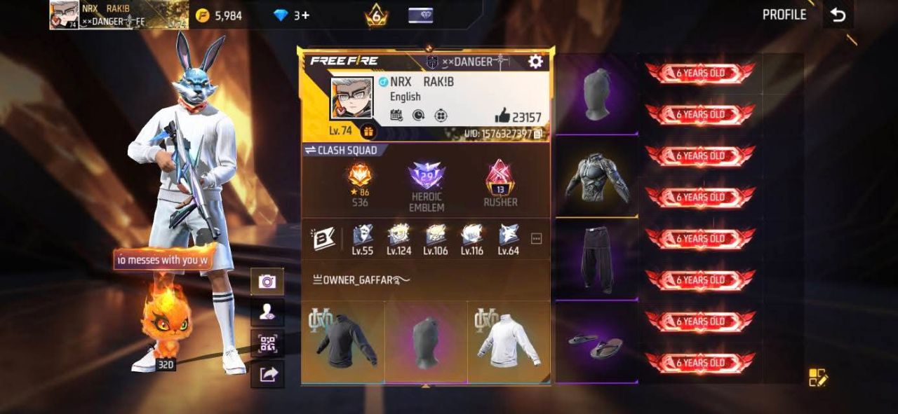 FF Account Lvl 74 | 6 Years Old | Strong Vault Free Fire Account Bangladesh