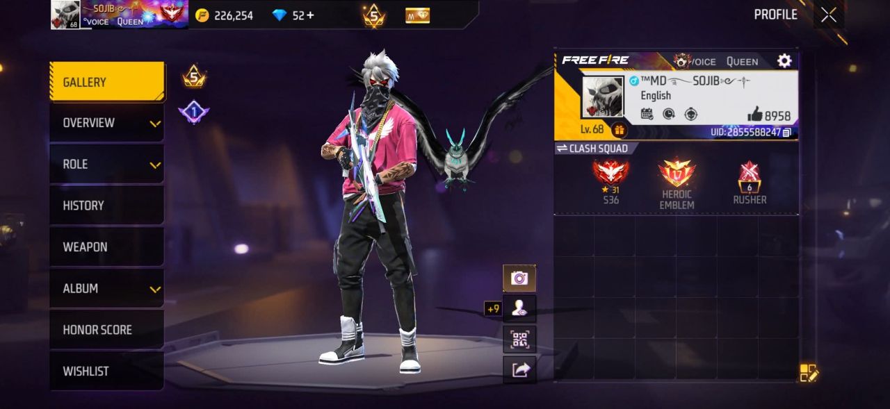 FF Account Lvl 68 | Prime 5 | 307 Weapons | Heroic Emblem Sold FF ID