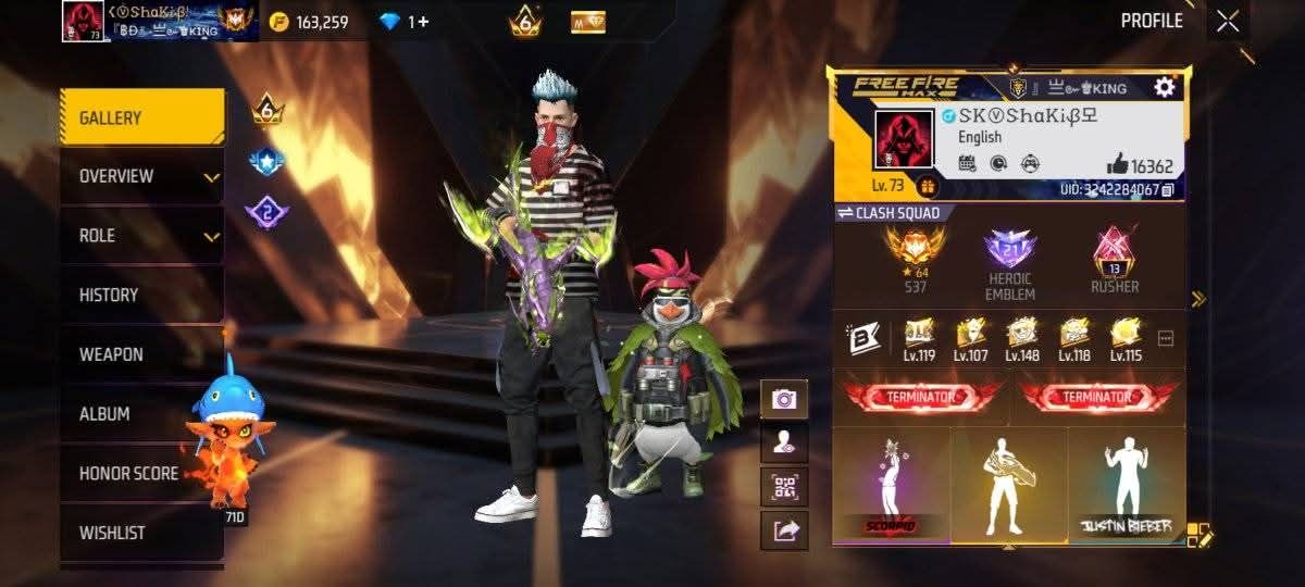 FF Account Lvl 73 | Prime 6 | 417 Weapons | Heroic Emblem | Strong Vault Free Fire Account Bangladesh
