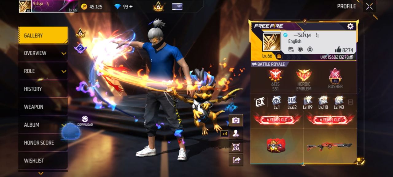 FF Account Lvl 66 | Prime 6 | Multiple High Level Evo Guns + Good Vault Free Fire Account Bangladesh