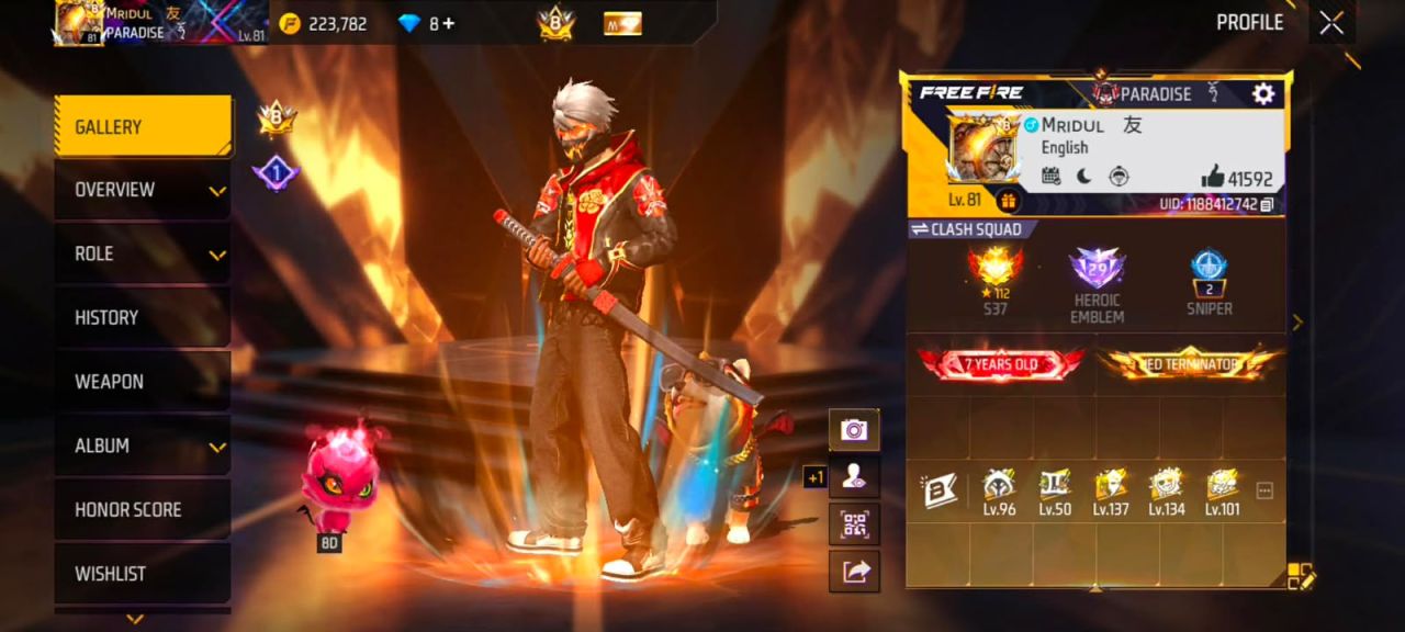 FF Account Lvl 81 | Prime 8 | 915 Weapons | Max Collection Free Fire Account Bangladesh